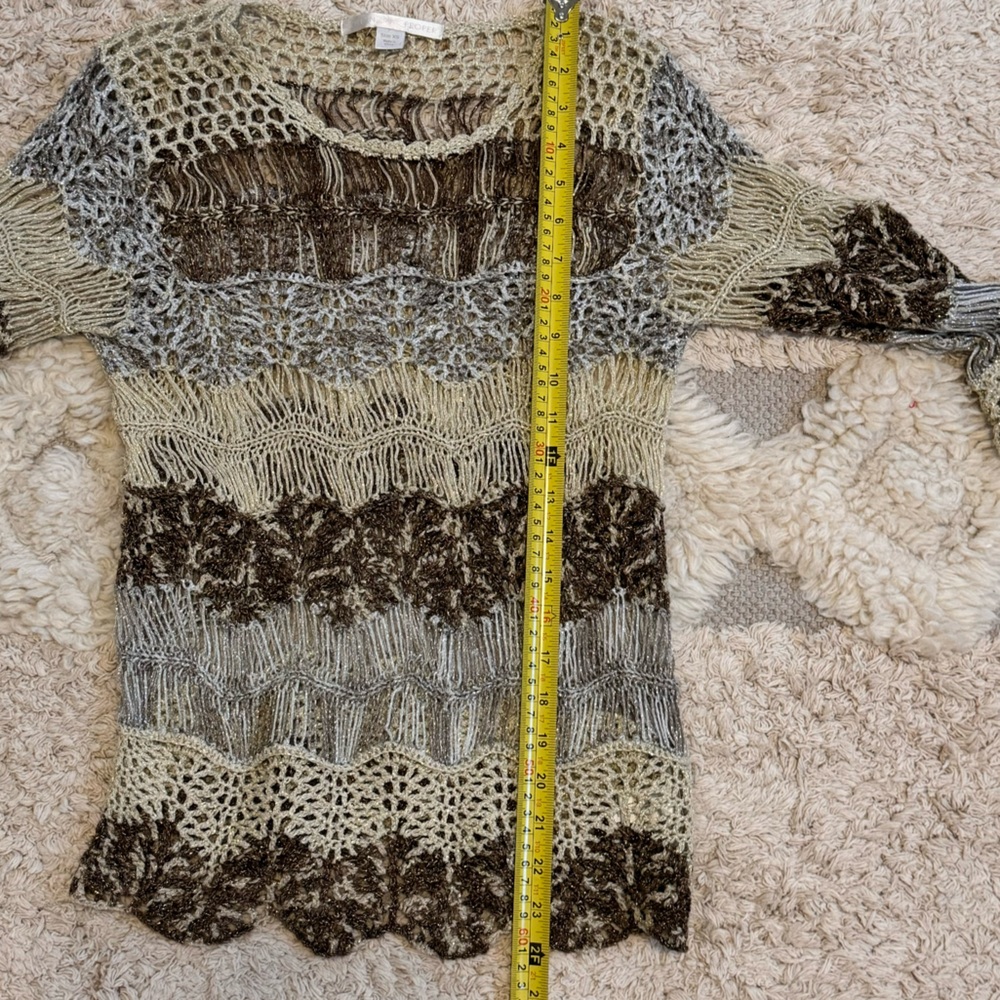 BOSTON PROPER Knit Woven gold tan brown Top - Size xs - Picture 7 of 8